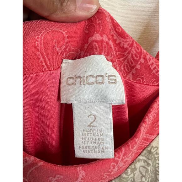 Chico's Coral Paisley Halter Maxi Dress Size 2 Excellent - Picture 2 of 4